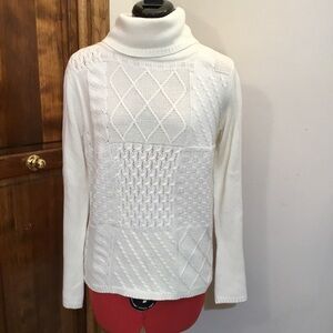 Westbound mid weight sweater, S, multi raised knit patterns, flared sleeves